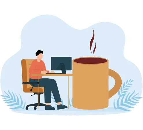 Business person with Coffee Time break  Illustration