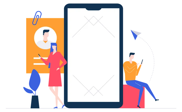 Business Person With Mobile Screen  Illustration