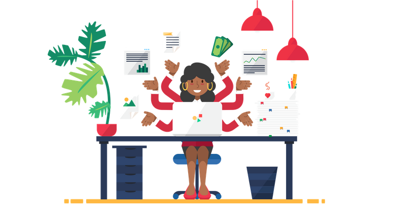 Business person with multitasking skill Illustration