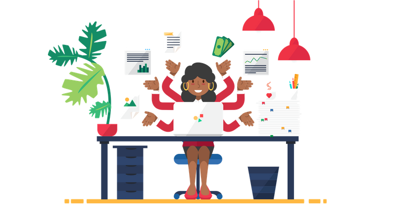 Business person with multitasking skill  Illustration