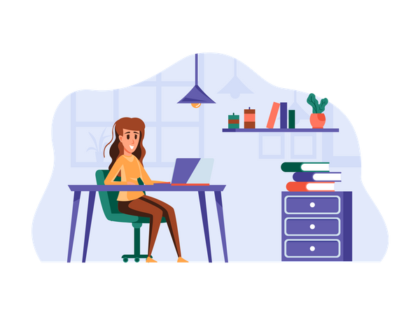 Business person working at office Illustration