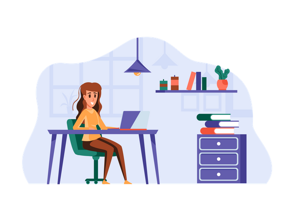 Business person working at office  Illustration