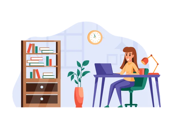 Business person working in office  Illustration