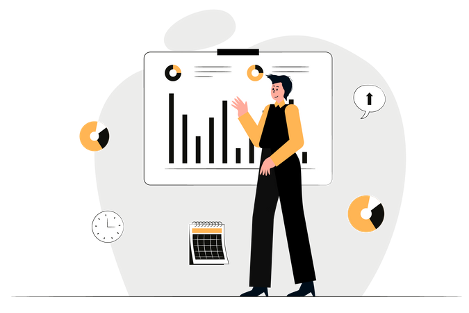 Business person working on business data  Illustration