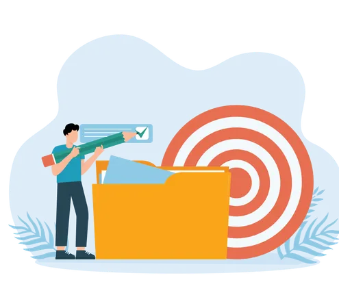 Business person working on Data target  Illustration