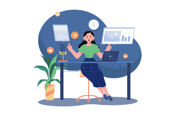 Business person working on digital marketing  Illustration