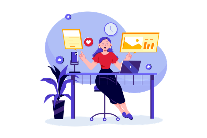 Business person working on digital marketing  Illustration