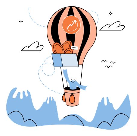 Business person working on growing up graph  Illustration