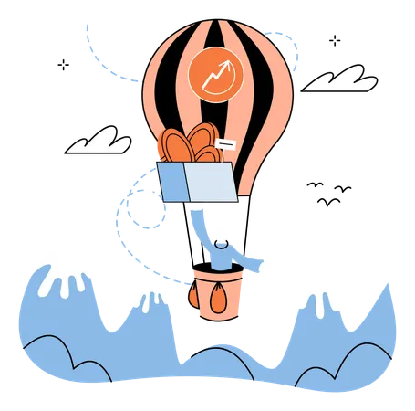 Business person working on growing up graph  Illustration