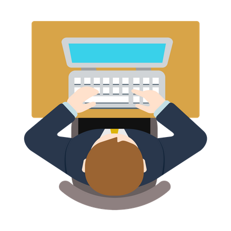 Business person working on laptop Illustration