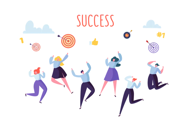 Business persons celebrating success Illustration