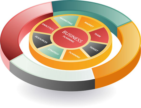 Business pie chart with business report  Illustration