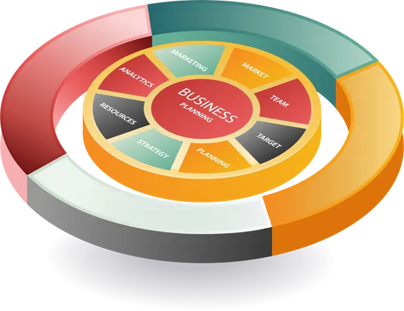 Business pie chart with business report  Illustration