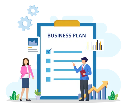 Business Plan Concept Plan Strategy For Success Illustration Vector Illustration