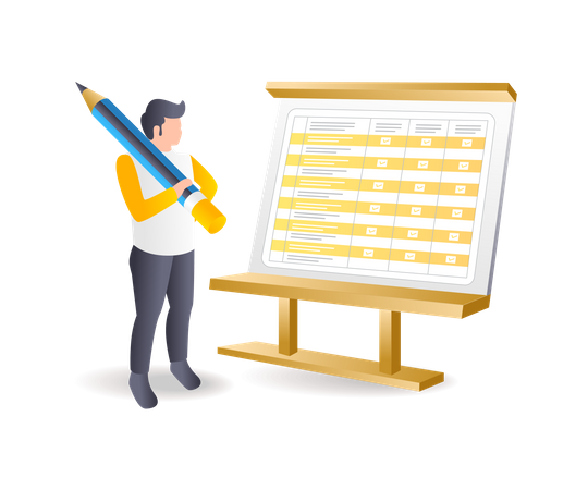 Business plan board checklist man  Illustration