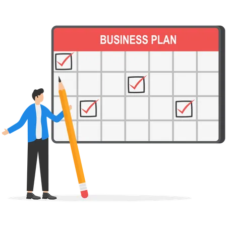 Businessman Writing List Plan Planning Set Concept Illustration