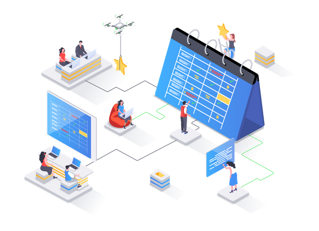 Business planning, organizing work activities and tasks  Illustration