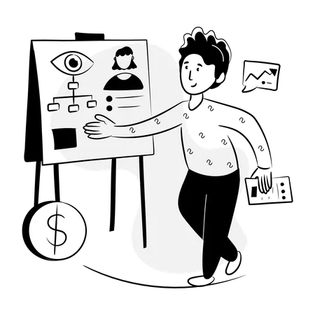 Business Eye With Dollar Hand Drawn Illustration Of Financial Vision Illustration