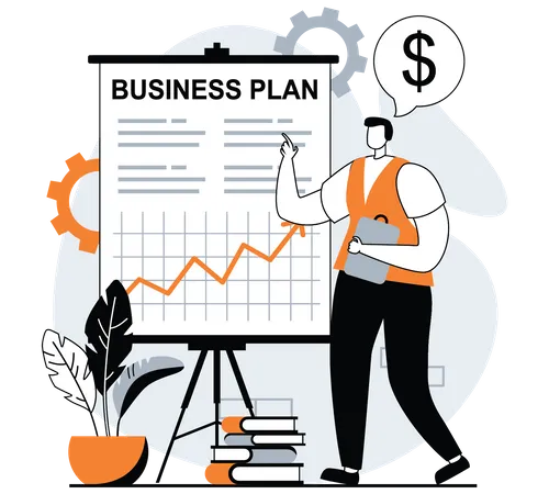 Business Making Concept With People Scenes Set In Flat Design Women And Men Making Presentation Marketing Research Create Plan And Strategy Vector Illustration Visual Stories Collection For Web Illustration