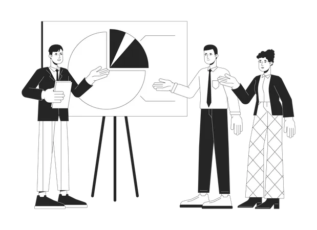 Brainstorming Group Bw Concept Vector Spot Illustration Teaching Teammates 2 D Cartoon Flat Line Monochromatic Characters For Web UI Design Corporate Briefing Editable Isolated Outline Hero Image Illustration