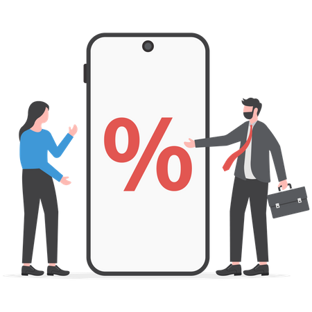 Business presentation beside smartphone with percentage future business  Illustration