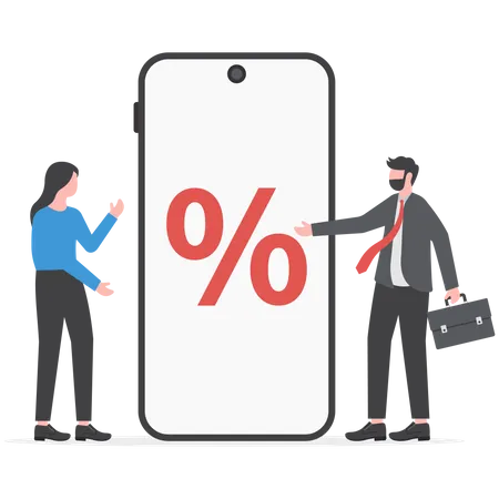 Business presentation beside smartphone with percentage future business  Illustration