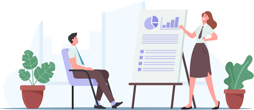 Business Presentation in Office  Illustration