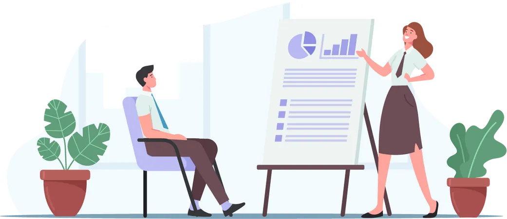 Business Presentation in Office  Illustration