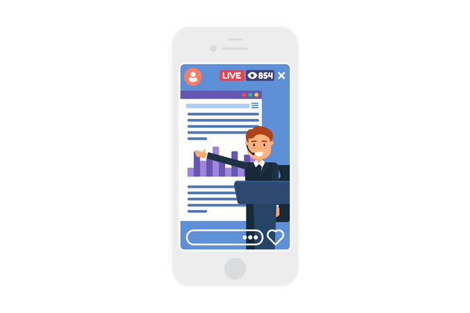 Business presentation live streaming  Illustration