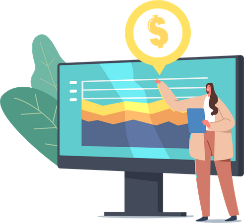 Business Presentation Meeting seminar financial Monitoring Statistics at Huge  Illustration