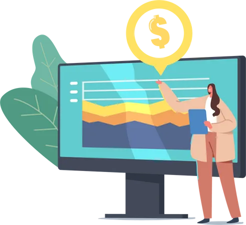 Business Presentation Meeting seminar financial Monitoring Statistics at Huge  Illustration