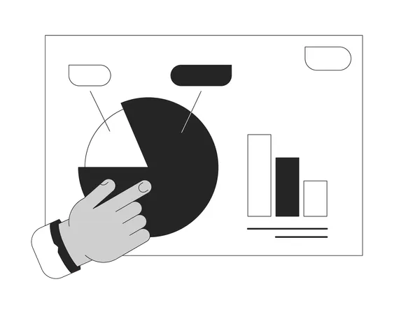Business presentation pie chart pointing  Illustration