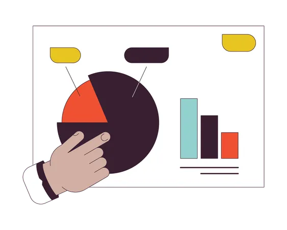 Business presentation pie chart pointing  Illustration