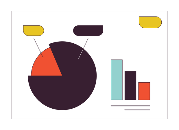 Business presentation slide with charts  Illustration