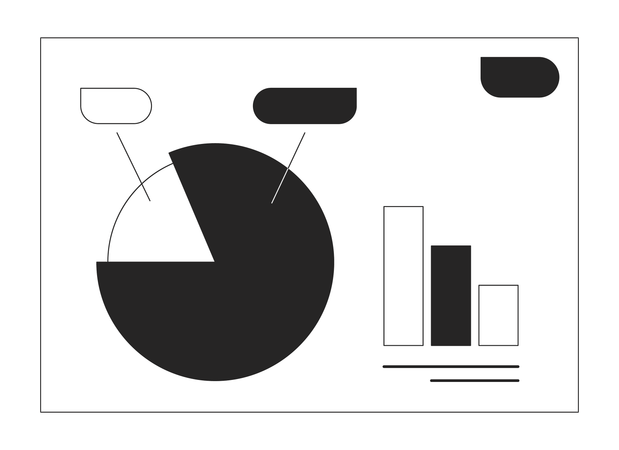 Business presentation slide with charts  Illustration