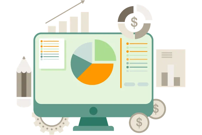 Business Presentation With Pie Chart  Illustration