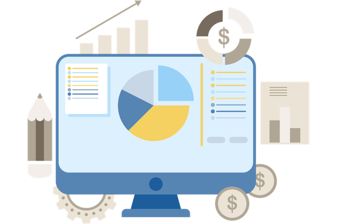 Business presentation with pie chart  Illustration