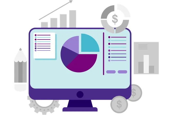 Business presentation with pie chart  Illustration