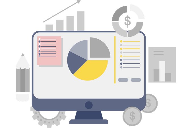 Business presentation with pie chart  Illustration