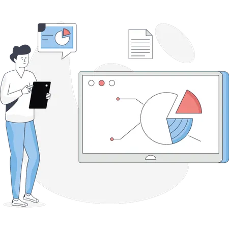 Business presentation with business report  Illustration