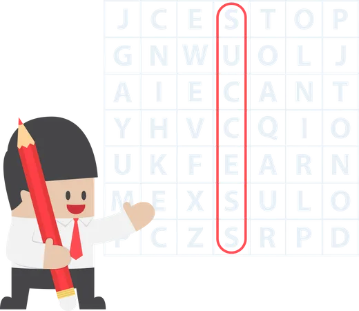 Businessman Found Success In Word Search Puzzle VECTOR EPS 10 Illustration