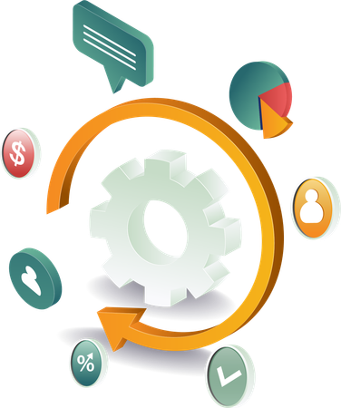 Business process circulation with gear rotation  Illustration