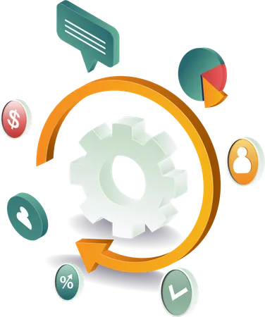 Business process circulation with gear rotation  Illustration