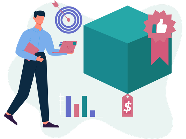 Business Product Manager working with product  Illustration