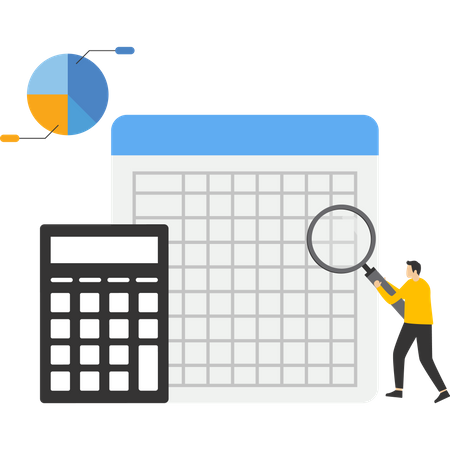 Business professional analyzing business budget data  Illustration