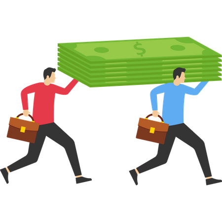 Business professional carrying pile of banknote  Illustration