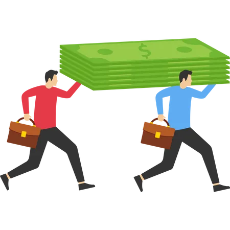 Business professional carrying pile of banknote  Illustration