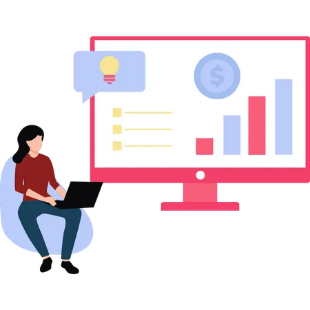 Business professional is working on the dollar graph  Illustration