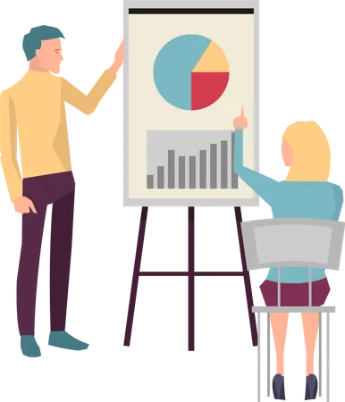 Business professional presenting business report in front of entrepreneurship  Illustration