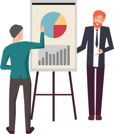 Business professional presenting chart to the manager  Illustration